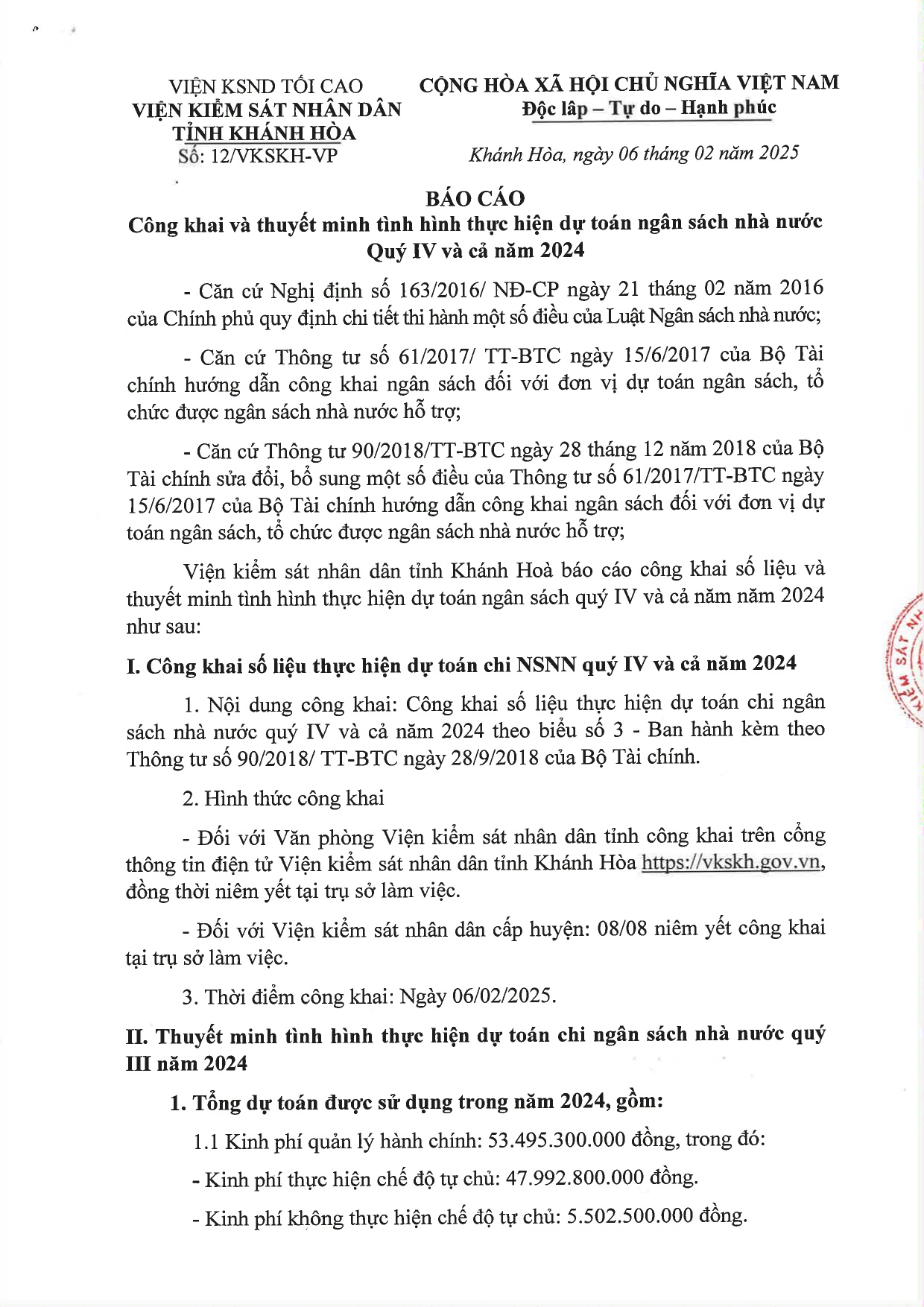 Báo cáo công khai và thuyết minh tình hình thực hiện dự toán 79King88 tỷ lệ cược cao Tài game Kinh 79 Quý IV và cả năm 2024